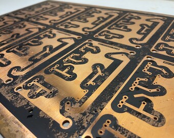 Large 10x18-in Vintage Black & Copper PCB Circuit Board