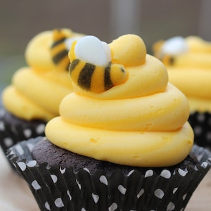 Bees Cakes Decorations- Bumble Bee Shaped Edible Hard Sugar Decorations, 12 Pcs by R.U.S. Candy Company