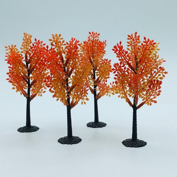 Fall Trees (Set of 4) / 4 inch Standing Trees / Diorama Trees / Outdoor Cakes / Camping Trees / Cupcake Trees / Train Gardens  / Autumn Tree
