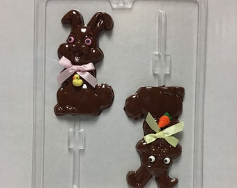 Happy Bunny Lolly / 4 inch Bunny Sucker / Easter Molds / Chocolate Candy Molds / Easter