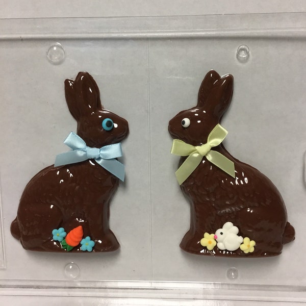 Medium Sitting Bunny Chocolate Mold / 3-D Medium Chocolate Bunny Mold /