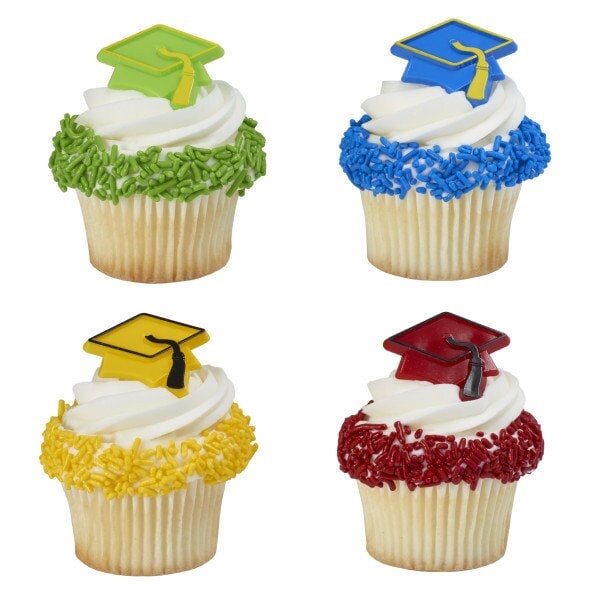 Grad Caps Assorted Colors / Preschool Graduation Cupcakes  /  Fun Color Graduation Hats  for Parties  /
