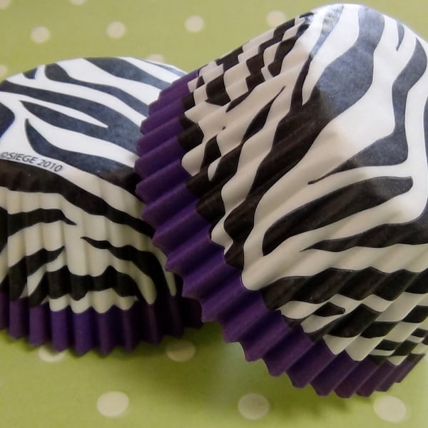 Purple Zebra Liners / Black and Purple Zebra Liners / Purple Animal Print Cupcake Liners / Animal Cupcake Liners