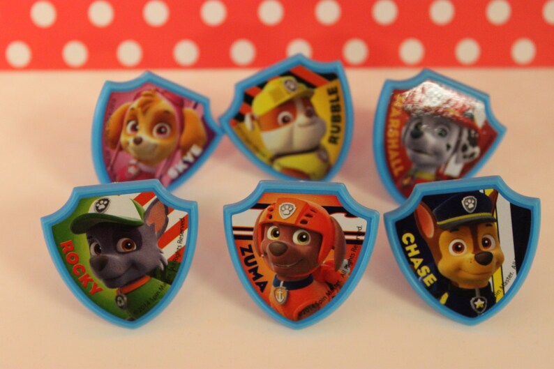 Paw Patrol Rings / Cupcake Toppers / Favors / Decorations Paw Patrol Rings / Cupcake Toppers / Favors / Decorations