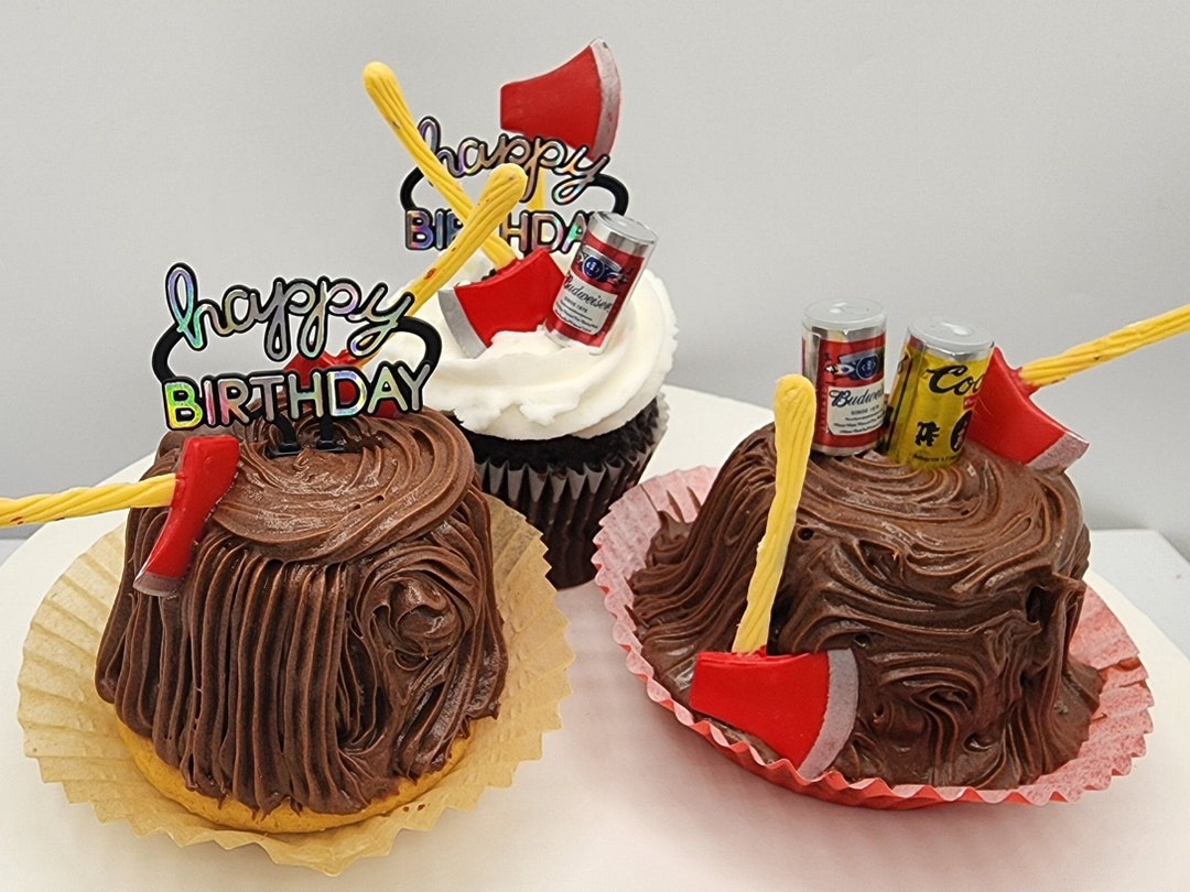 Happy Birthday Axe Throwing Party / Axe Throwing Cupcake Kit / Axe and