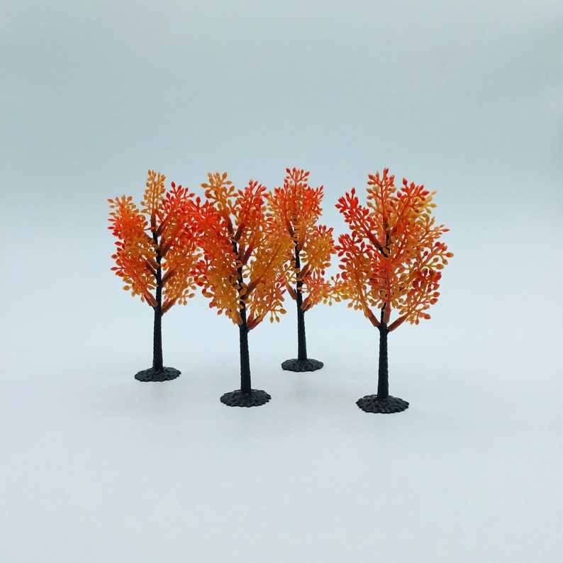 Fall Trees Set of 4 / 4 inch Standing Trees / Diorama Trees image 1