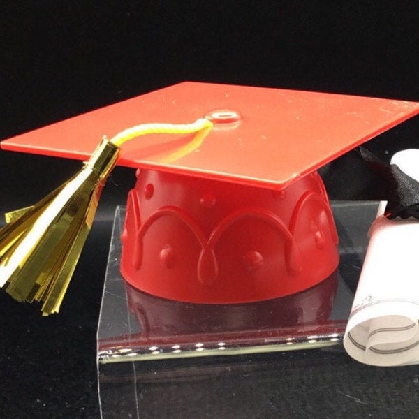 Red Graduation Cap and Diploma / Grad Hat with Diploma / Graduation 2023 / High School Graduation / Graduation Cake Decoration (RED)