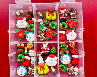 It’s Christmas Time Royal Icing Pieces Case/ Christmas Icing Toppers/ Royal Icing Minis / Edible Holiday Toppers / Gingerbread House Decos /