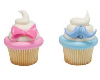 Bow and Mustache Cupcake Rings/ Gender Reveal Party