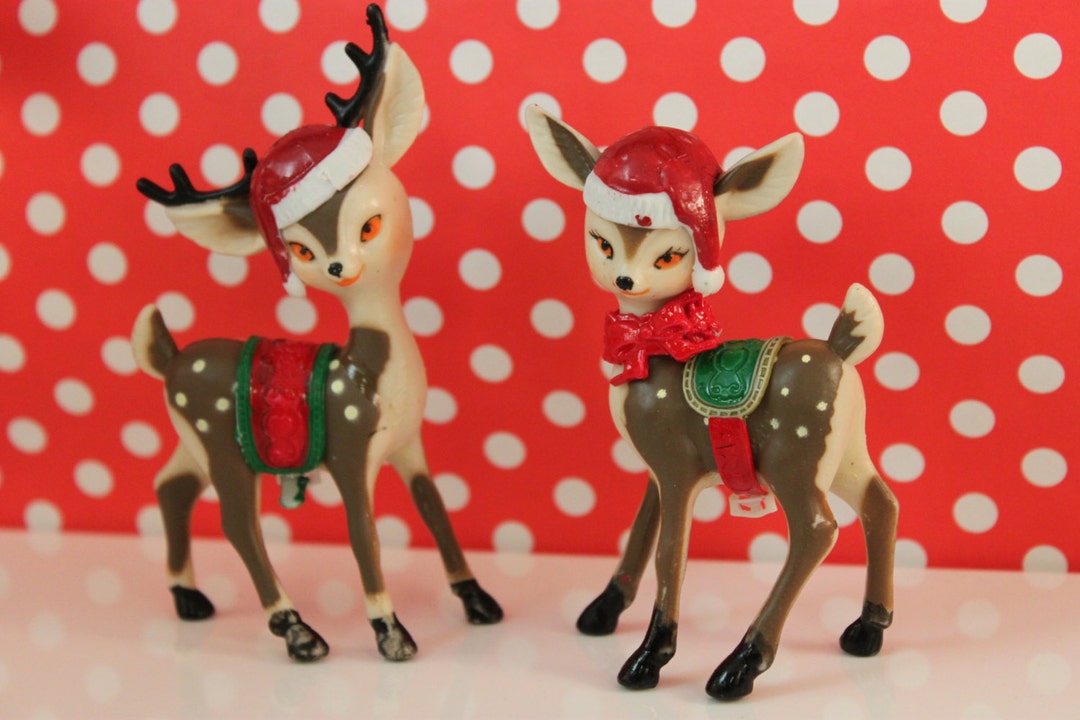 Retro Reindeer Toppers / Holiday Reindeer Set / Christmas Reindeer set