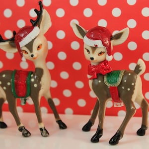 Retro Reindeer Toppers / Holiday Reindeer Set / Christmas Reindeer  (Set of 2 deer)