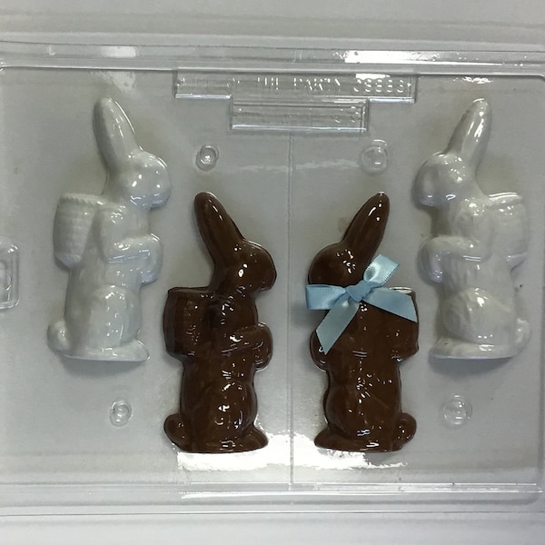 Bunny mold / Bunny with Basket On His Back / 3D Rabbit / Easter Bunny Mold / Easter Chocolate Molds / Easter Molds /