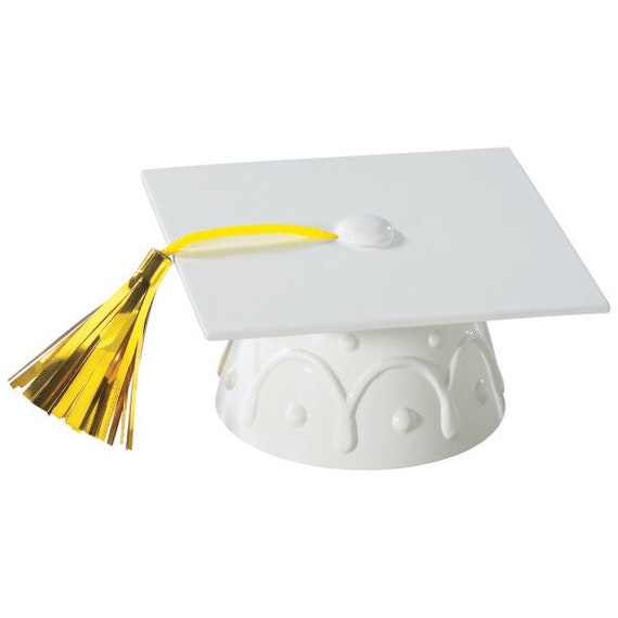 White Grad Hat and Diploma Set 