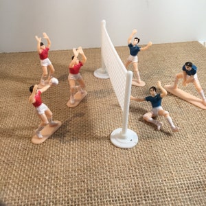 Volleyball Set / Volleyball Players / Volleyball Cake Topper /  Vintage Volleyball Set