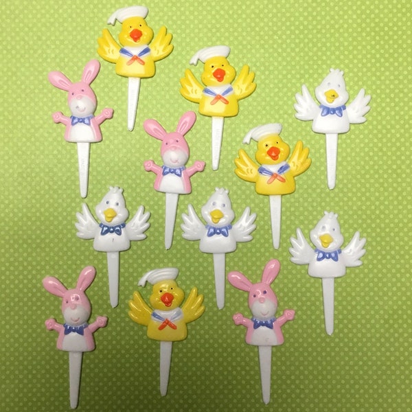 Easter Cupcake picks / Duck, Chick, and Bunny Toppers / Easter Egg Hunt Treats / Easter Treat Toppers