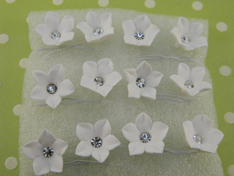 Gum Paste Flowers on Wire/ Small Flower With Rhinestone / Etsy