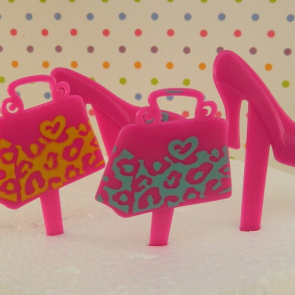 Fashion High Heel Shoe & Purse Cupcake Picks /  Animal Print Fashion Accessories / Fashion Birthday Party