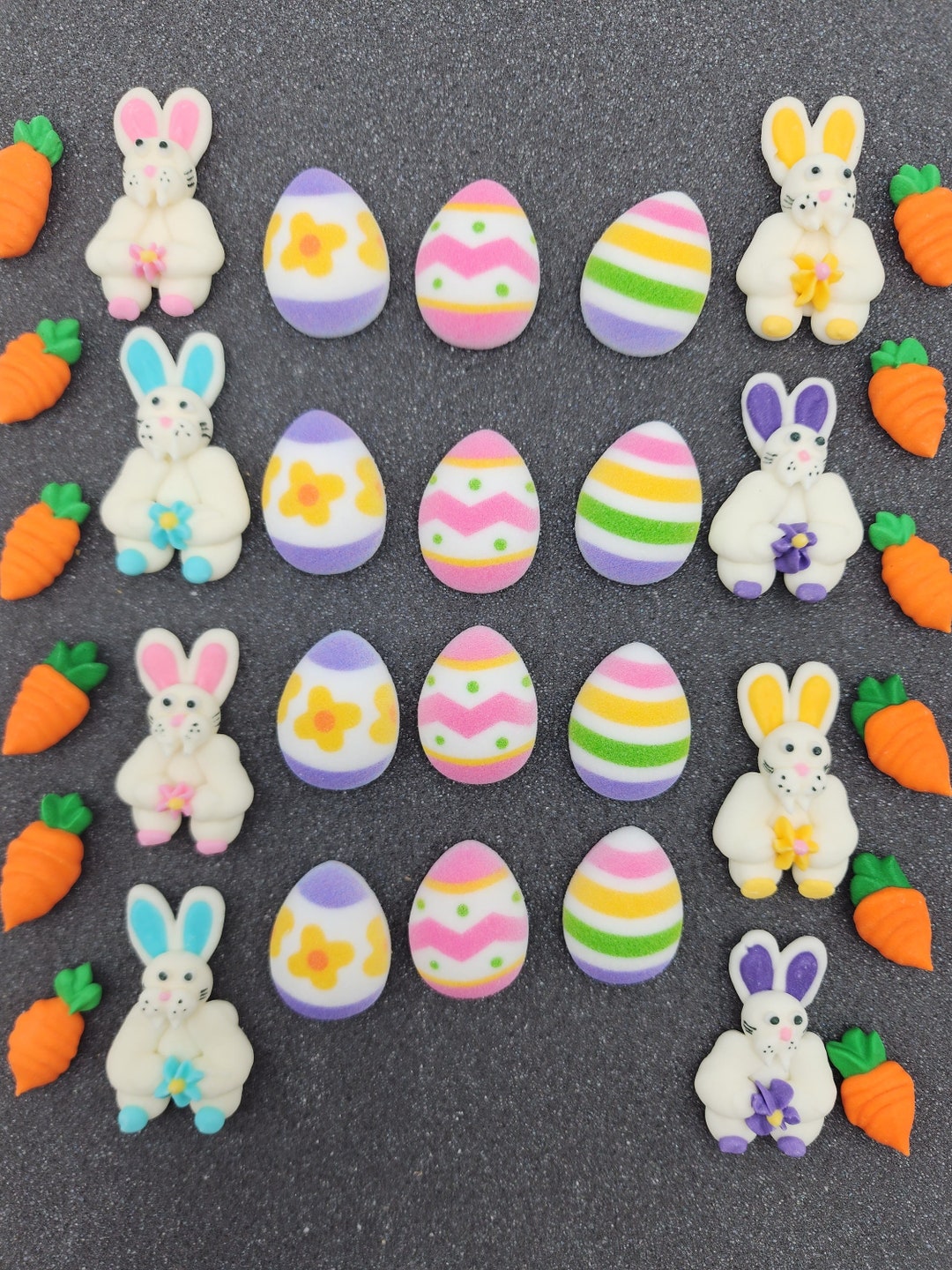 Bunny and Egg Edible Icing Set / Spring Sugars / Bunny Sugar Pieces