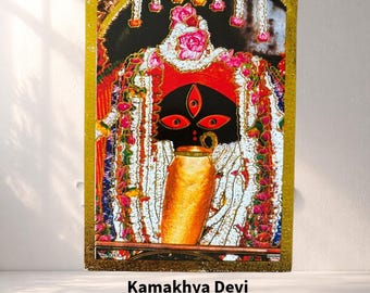 神々に崇拝されるインドラクシ…インドのヴィンテージ絵画の現代的な