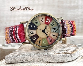 La pulsera de cuero de la mujeres, regalo para ella, relojes de las mujeres, reloj de señoras, reloj del boho, reloj de la vendimia, relojes