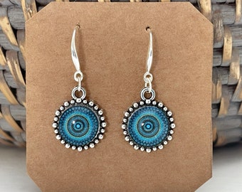 Handmade earrings gift for her/Handmade jewelry gifts for women/Sterling Silver Moroccan blue drop earrings dangle/boho earrings/Christmas
