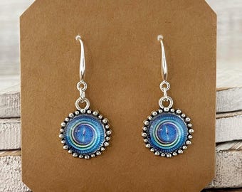Handmade earrings gift for her/Handmade jewelry gifts for women/Galaxy blue drop earrings dangle/Statement earrings/Christmas gift for mom
