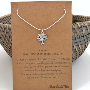 Halskette mit eine Nachricht,boho Halskette,bedeutungsvolles Geschenk für Sie,Geschenk für Frauen,die Halskette,Baum des Lebens,Silberkette