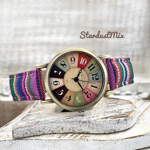 Watch for women with colourful design/UK stock/gifts for her/quirky boho and hippie watch/Christmas gift for for women/LGBT gift/rainbow