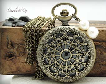 Watches for women/Pocket watch/necklace locket/steampunk watch/steampunk jewelry/vintage watch/gift for her/gift for women/boho necklace