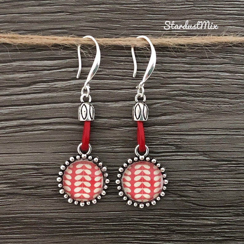 Earrings with silver and leather elementswomen\u2019s earringsethnic boho earringsbohemian dangle earringsdainty mandala earringsgifts