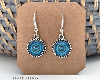 Handmade earrings gift for her/Handmade jewelry gifts for women/Sterling Silver Moroccan blue drop earrings dangle/boho earrings/Christmas