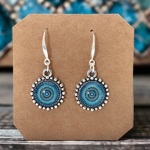 Sterling silver earrings/Blue Earrings for women/Gift for her/Handmade jewelry/minimalist boho earrings/dangle drop earrings/summer jewelry image 1