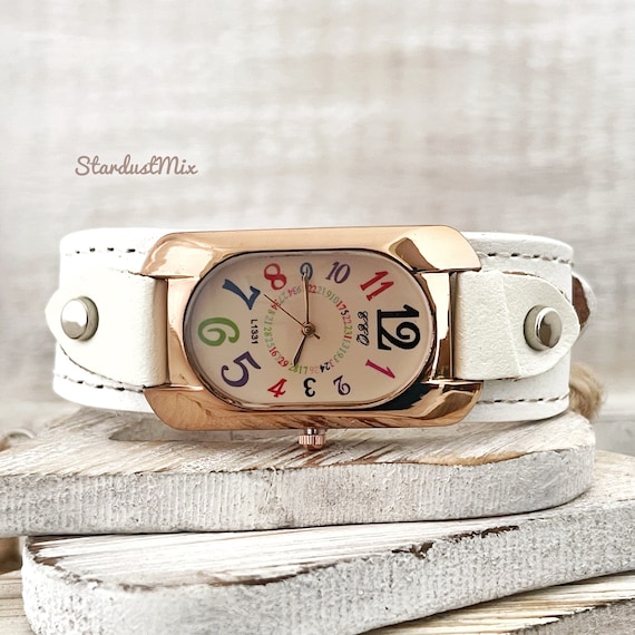 Amorino Hipster Watch for Men and Women Gold Tone Hippie Colorful Cool  Watches