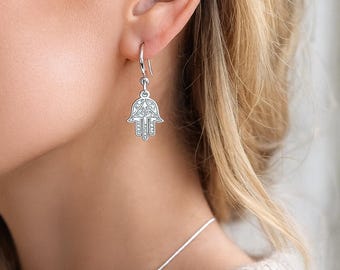 Earrings for women gift for her/Hamsa hand minimalist boho earrings gift for women/dangle earrings/bohemian drop earrings/Christmas gift