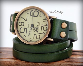 Womens watch, mens watch, unisex watch, leather strap watch, gift for her, gift for him,watch for women,boho watch,punk watch,festival watch