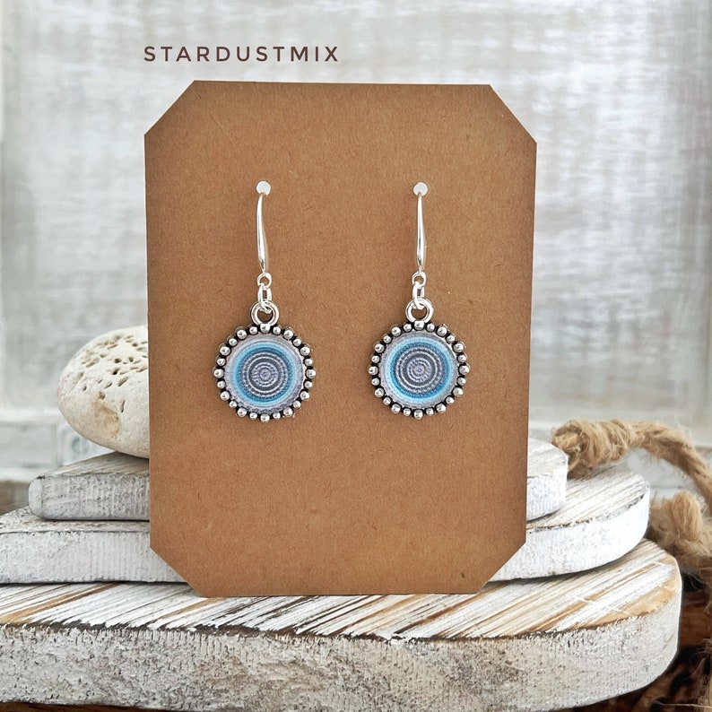 Boucles d'oreilles pour femme, cadeau pour elle/Cadeau pour femme bijoux faits main/Boucles d'oreilles bohème bleu denim en argent sterling/Boucles d'oreilles pendantes pendantes image 8