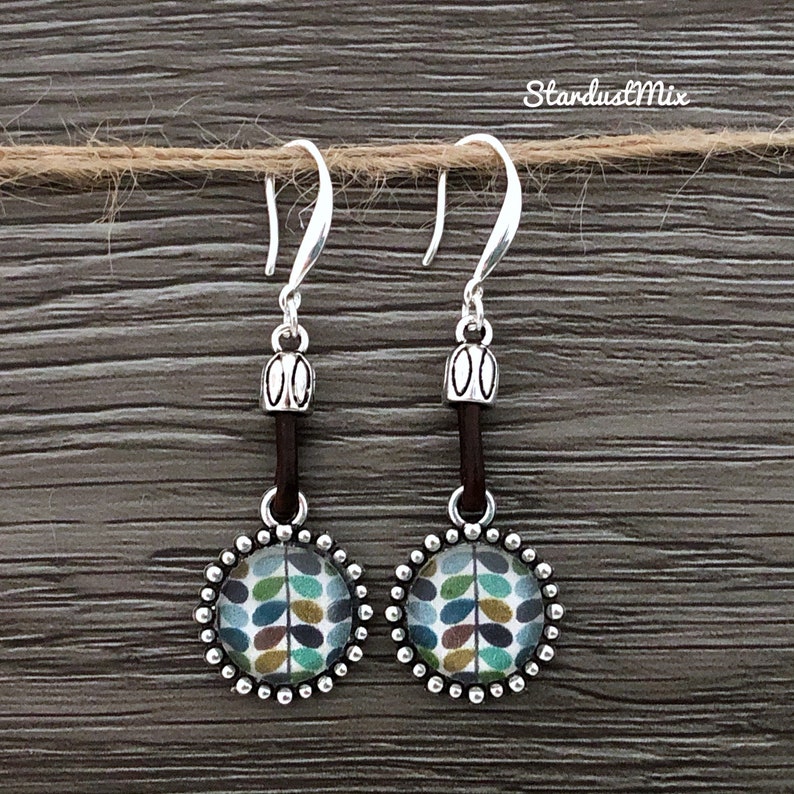 Earrings with silver and leather elementswomen\u2019s earringsethnic boho earringsbohemian dangle earringsdainty mandala earringsgifts