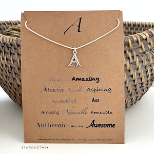 Collar cadena de serpiente con iniciales alfabéticas Nombre Carta/Collar de cadena delicada/Collar motivacional Regalo para ella