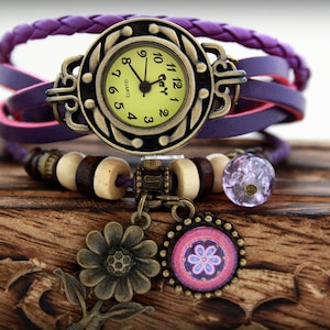 Watches for women/Womens watch/leather bracelet/vintage watch style/boho bracelet/gift for her/gift for women/boho jewelry/steampunk watch