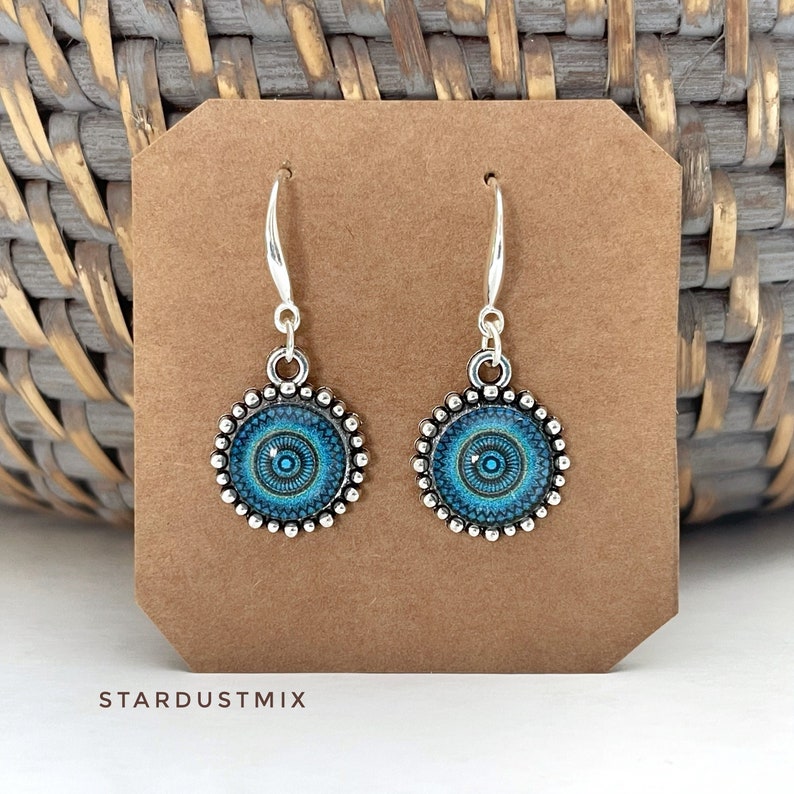 Sterling silver earrings/Blue Earrings for women/Gift for her/Handmade jewelry/minimalist boho earrings/dangle drop earrings/summer jewelry image 4