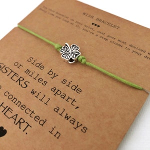 Wish charm message bracelet for a sister gift
