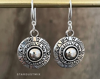 Boho ethnic Earrings/antique silver minimalist boho earrings/dangle earrings/bohemian earrings/drop earrings for women/Christmas gift