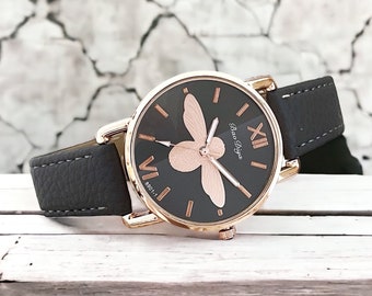 Watches for women with elegant honey bee design/Grey dress watch/classy boho and hippie watch/gift for her/gift for women/bohemian jewelry