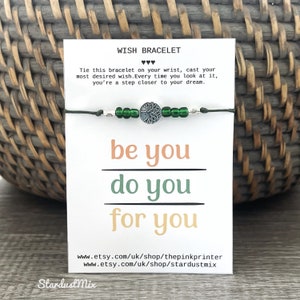 Pulsera de dijes de deseo con un mensaje motivacional y alentador / Regalo de mejor amigo / Regalo de hermana / Pulsera de deseos / Joyería de encanto de deseo