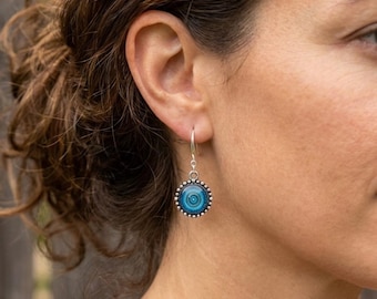 Handmade earrings gift for her/Handmade jewelry gifts for women/Sterling Silver Moroccan blue drop earrings dangle/boho earrings/Christmas