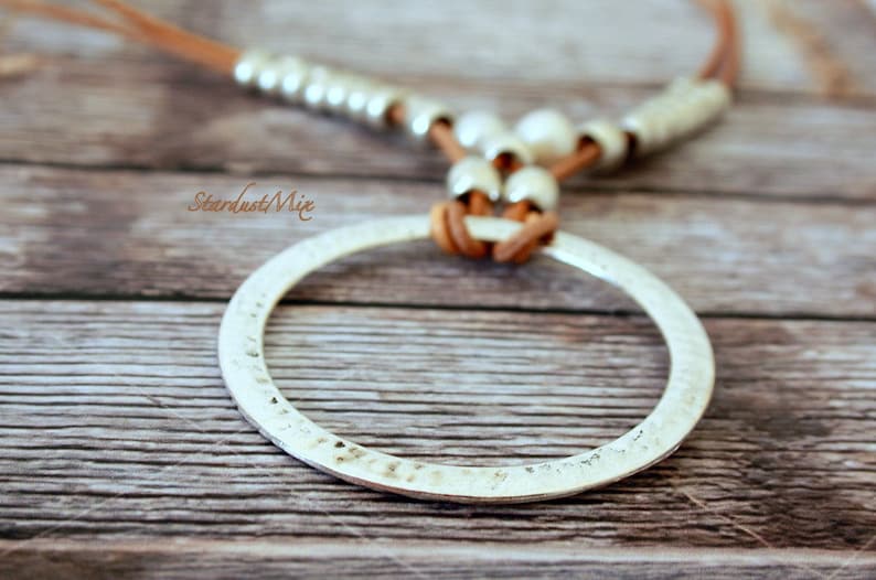 Leather Boho necklace boho jewelry gift for women beaded necklace gift for her sister gift for mom handmade jewelry beach bohemian jewelry