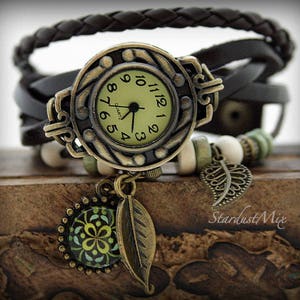 Gift for her/Steampunk leather watch for women/watches for women/Gift for mum/hippie watch/vintage style watch/best friend gift/bohemian