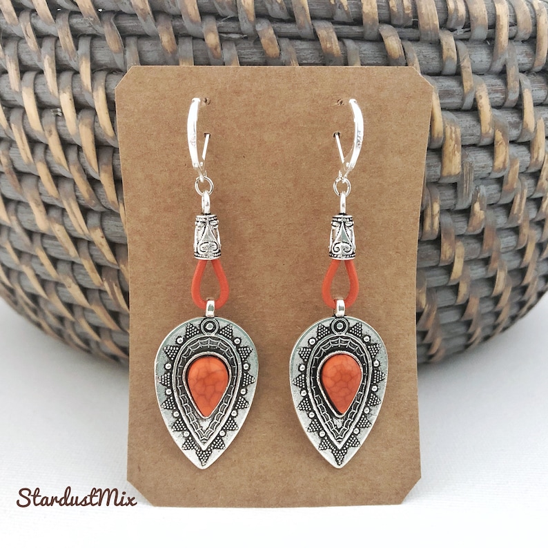 Long earrings for women/Gift for her boho earrings/dangle earrings handmade jewelry/earrings gift for women/drop earrings Orange