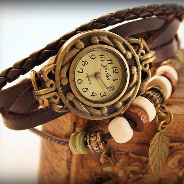 Watches for women/Womens watch/leather bracelet/vintage watch style/boho bracelet/gift for her/gift for women/boho watch/steampunk watch