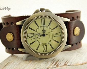 Vraie montre-bracelet millésimée de cuirVera pelle Vintage orologio da polso